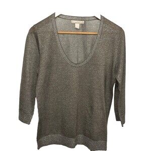 Banana Republic Top Scoop Neck T Shirt Brown Shimmer Metallic Lightweight Medium